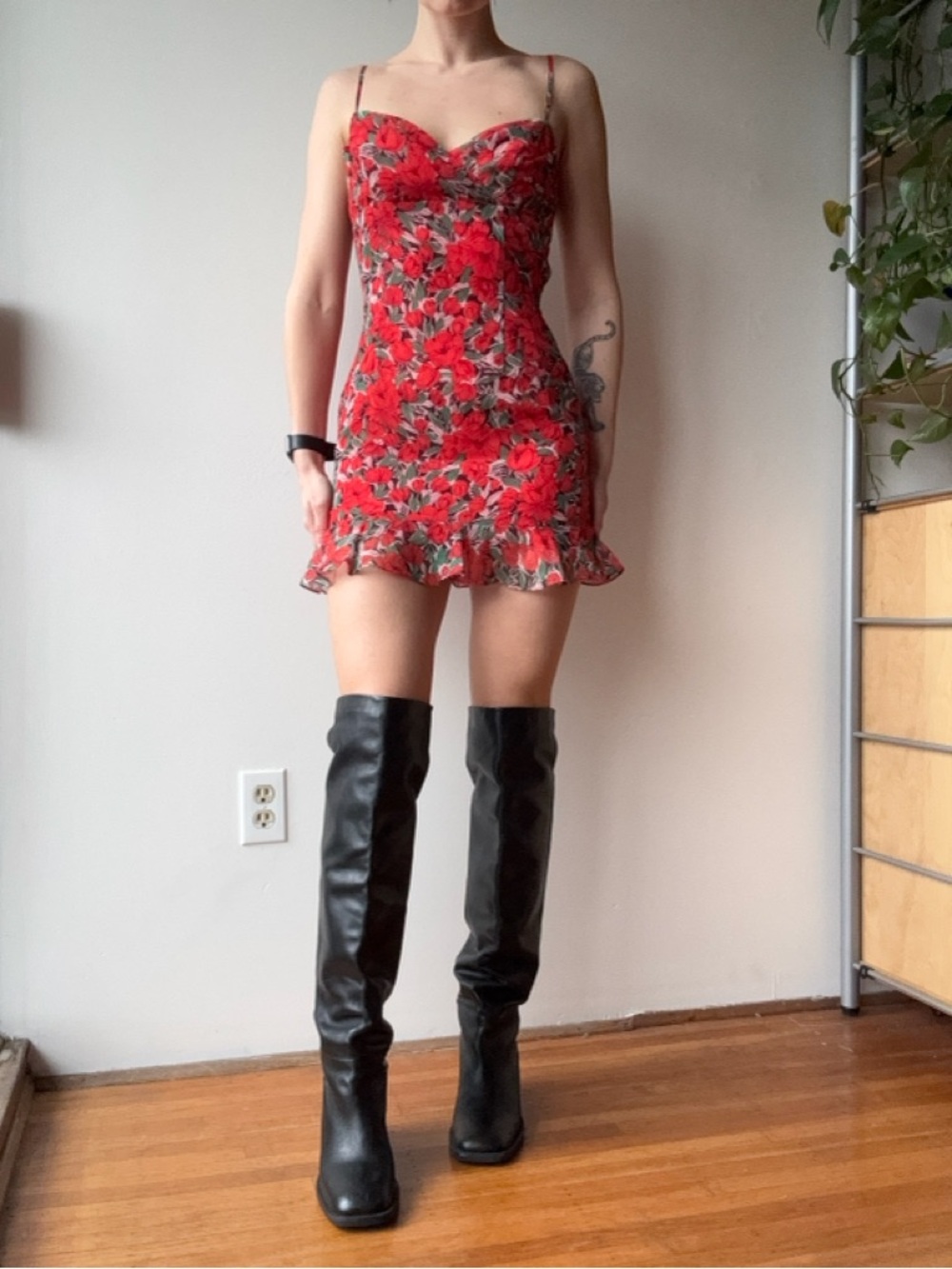 Superdown Red Floral Mini Dress - size S